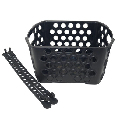 This molded bicycle basket mounts quickly and easily to any rear rack