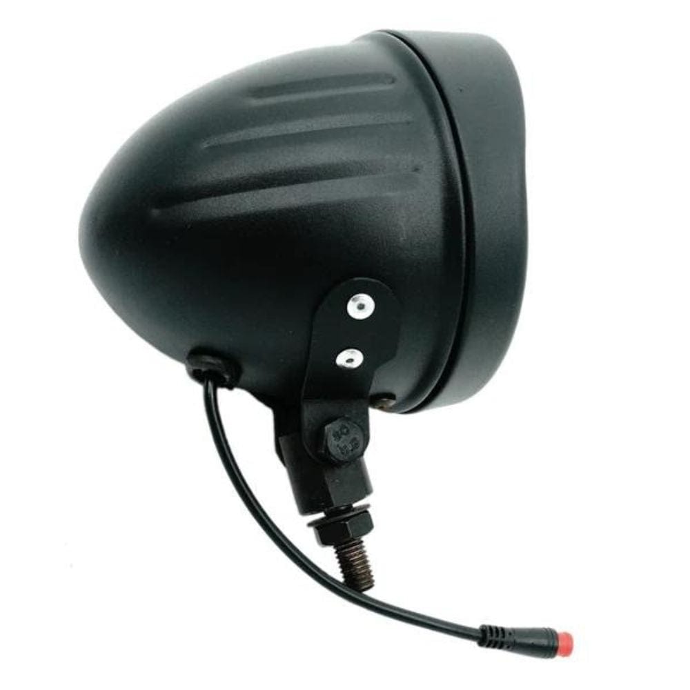 Tracer Classical Chrome Vintage LED Headlight 12V-48V for Electric Bike Black Side View