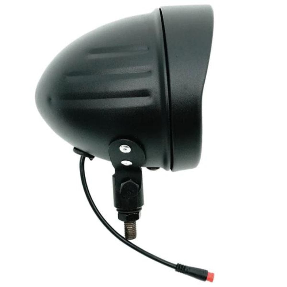 Tracer Classical Chrome Vintage LED Headlight 12V-48V for Electric Bike Black Stand View