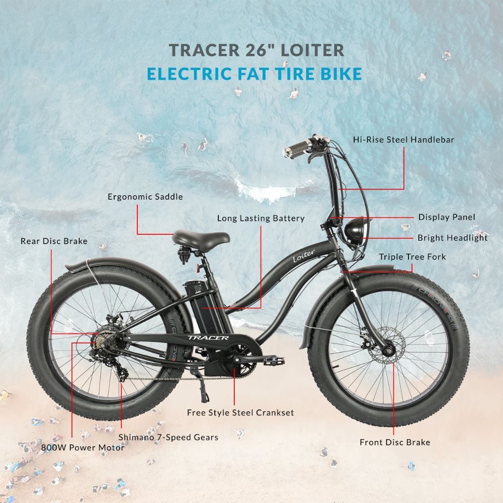 Loiter 26" Women's Beach Cruiser 500W Electric Bike Details