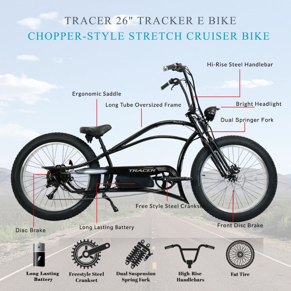 Tracer Tracker DS7 Speed Stretch E-Bike with Classic Dual Springer Fork