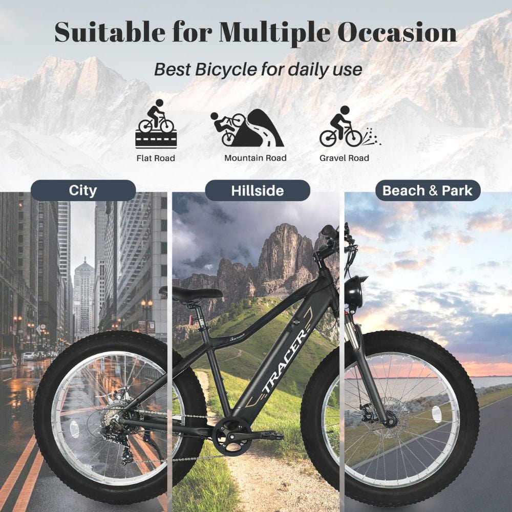 Tracer Tacoma 26"800W Electric Fat Tire Bike w/ Dual Suspensions