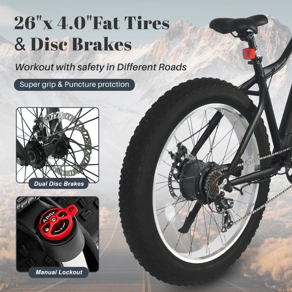 Tracer Tacoma 26"800W Electric Fat Tire Bike w/ Dual Suspensions