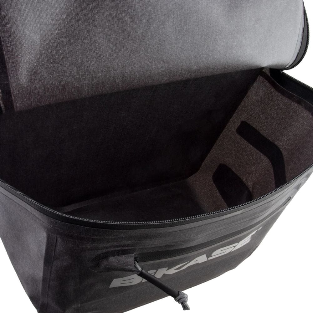 Black bag with a visible brand logo on a white background
