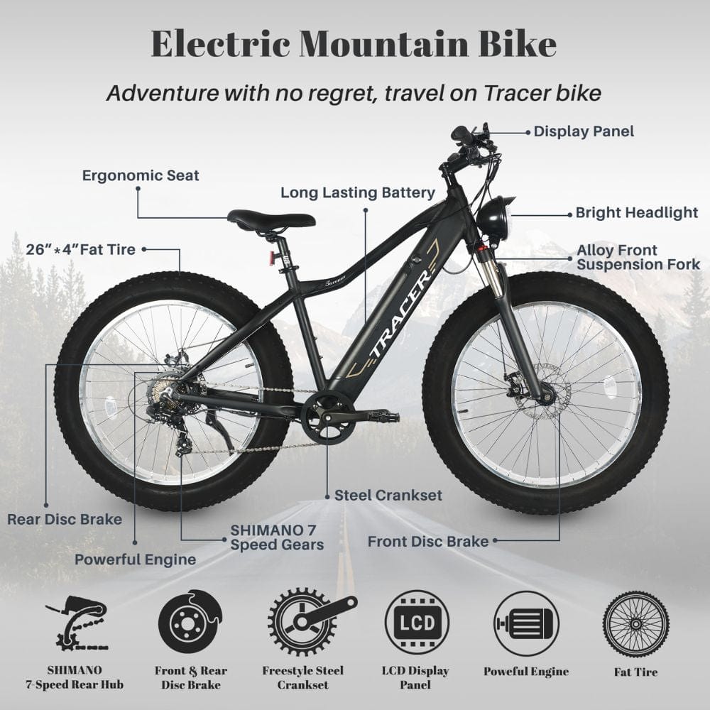 Tracer Tacoma 26"800W Electric Fat Tire Bike w/ Dual Suspensions