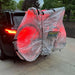 Bicycle with a transparent cover attached to a car, with a visible license plate.