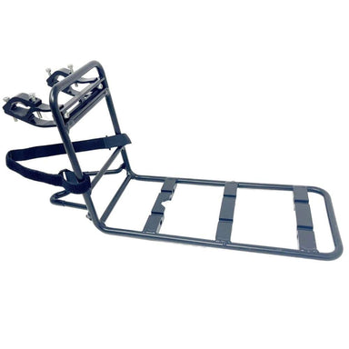 Metal bike rack on a white background