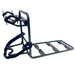Black metal bike rack on a white background