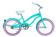 Turquoise bicycle with pink accents on a white background