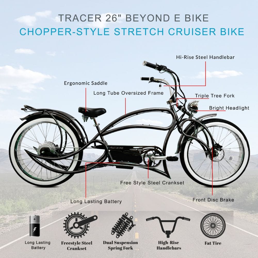 Tracer Beyond Pro 26" 800W Stretch E-BIKE