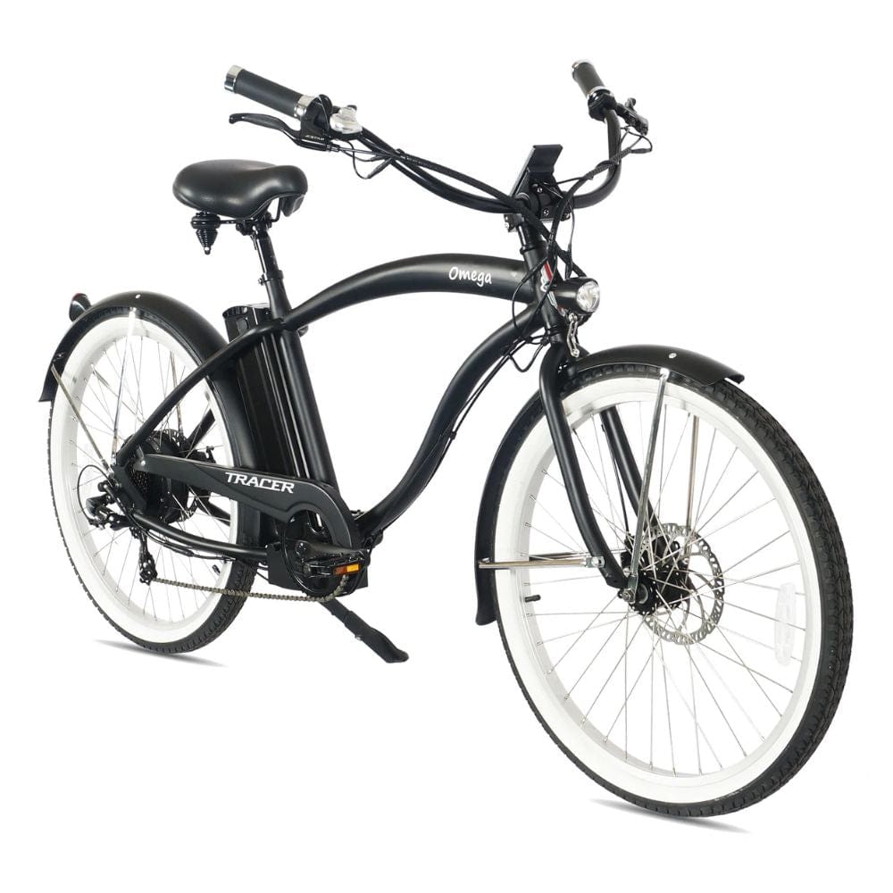 Tracer Omega 26" Men's Beach Cruiser 500W Electric Bike Black Side View