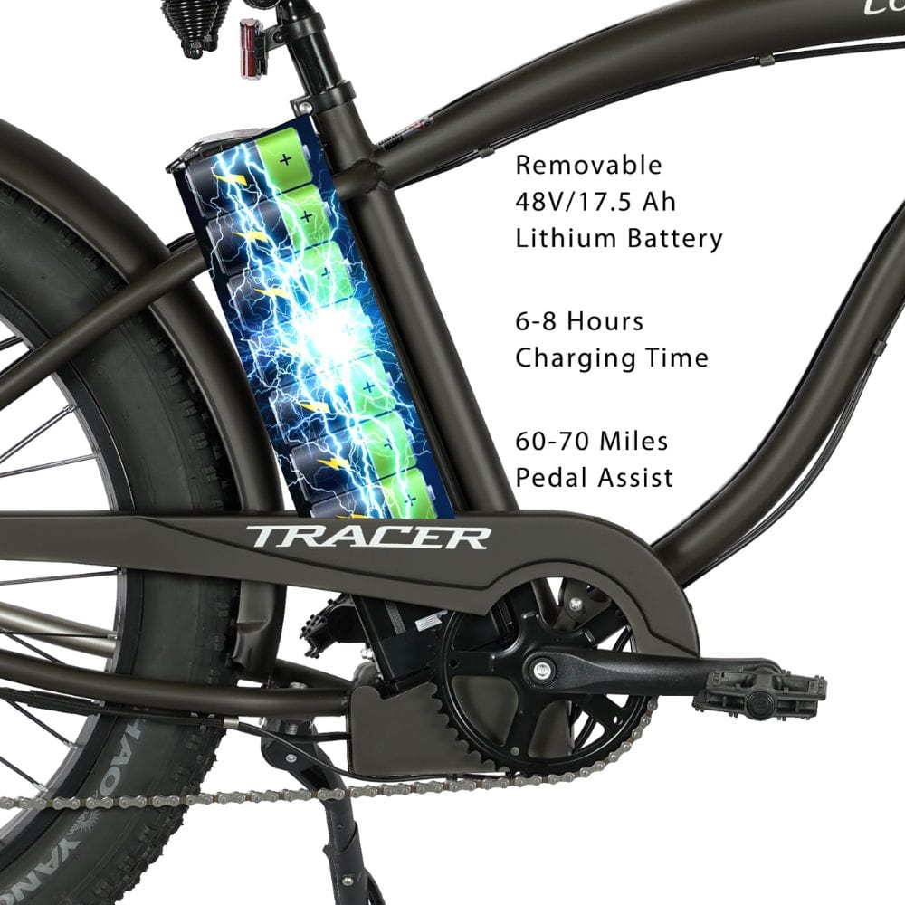 Tracer Loiter 26" Men's Beach Cruiser 500W Electric Bike