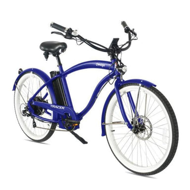 Tracer Omega 26" Men's Beach Cruiser 500W Electric Bike Blue Side View