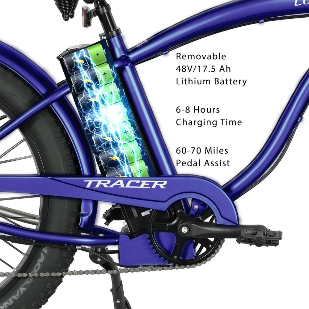Tracer Loiter 26" Men's Beach Cruiser 500W Electric Bike