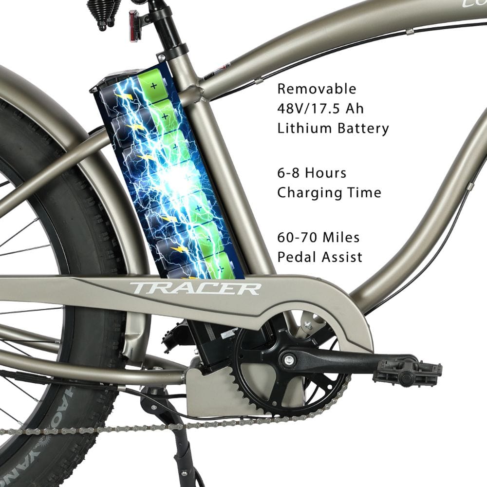 Tracer Loiter 26" Men's Beach Cruiser 500W Electric Bike